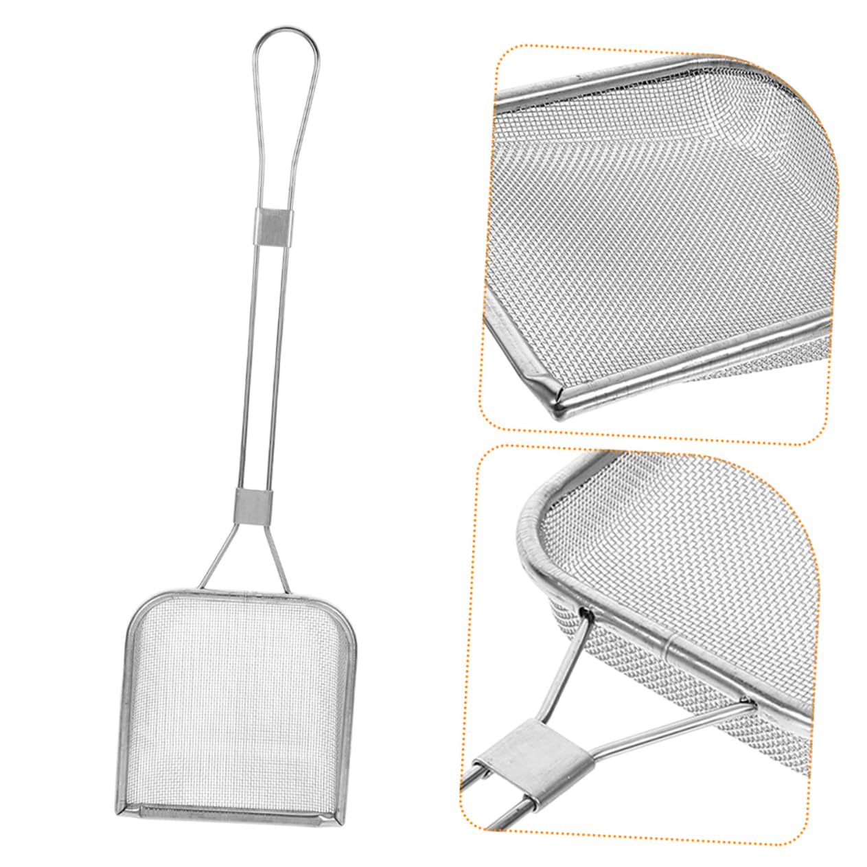 2 Pièces Cuillère Passoire Carrée Acier Inoxydable Écumoire à Huile Pour Friteuse Usage Cuisine Professionnel Maille Fine Résidu Friture Nourriture Poignée Filtre Pâtes Chaud