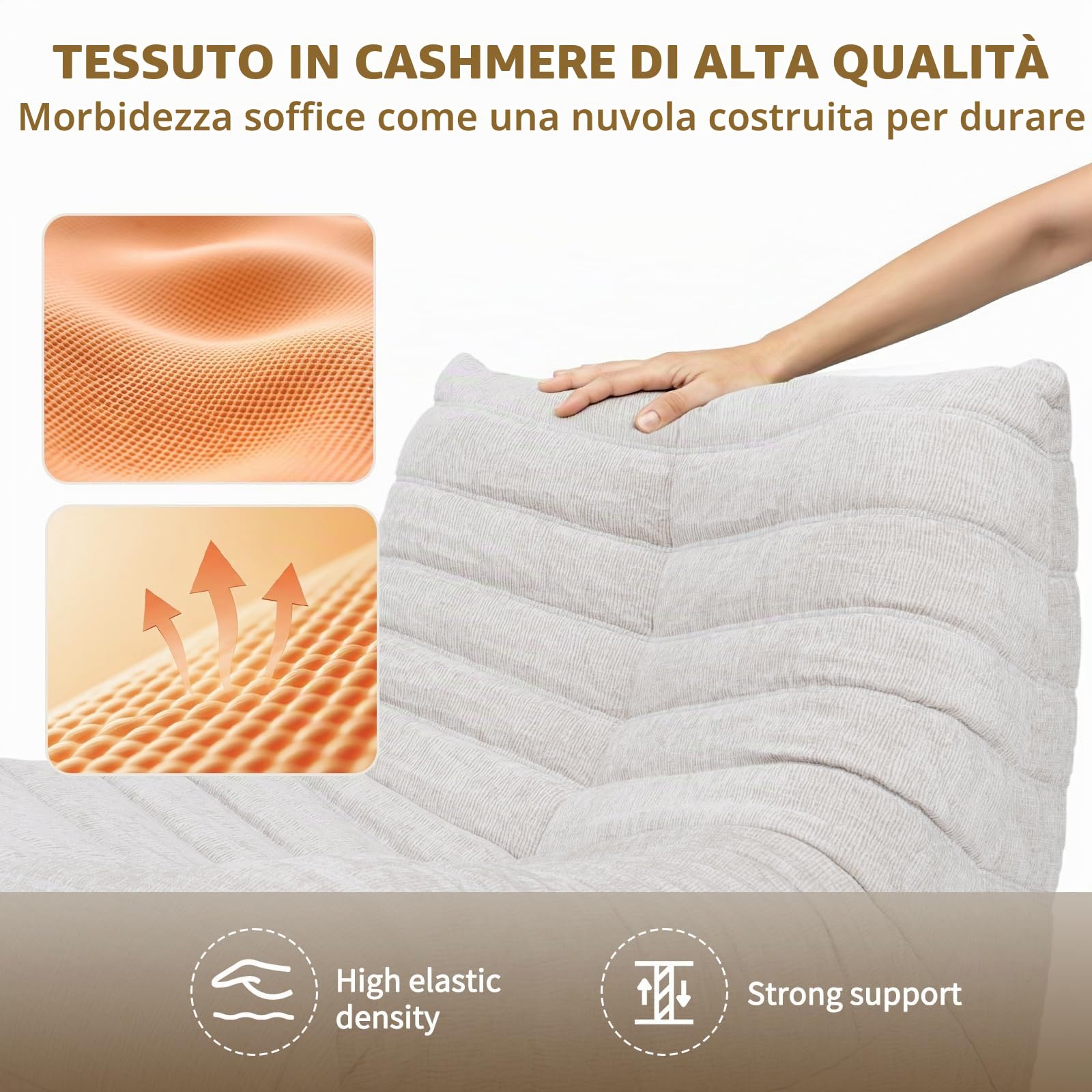 HealthRelife Bean Bag Togo Style Memory Foam Floor Sofa Beige