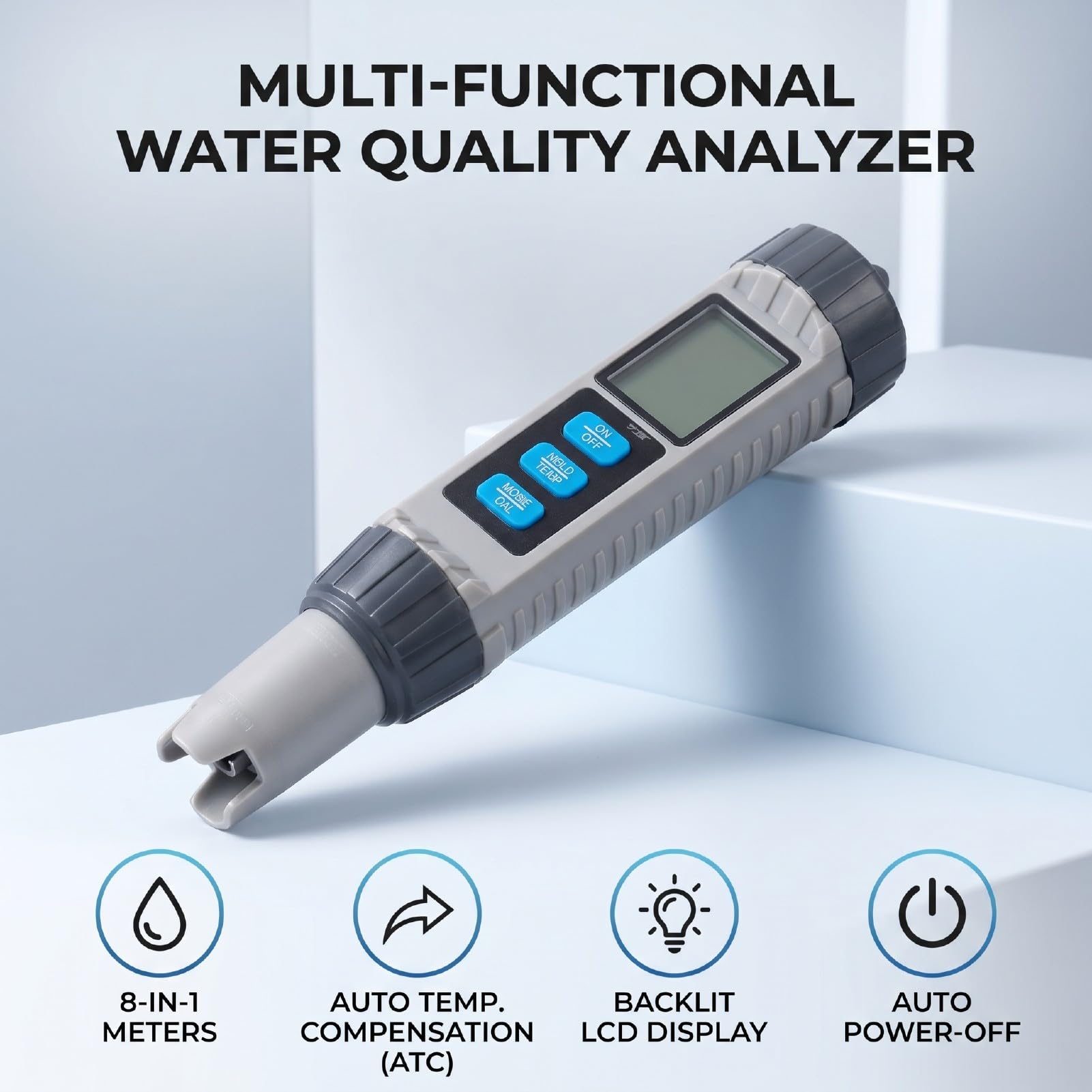Diyeeni Testeur de qualité D'eau 8 en 1, PH-mètre à écran LCD