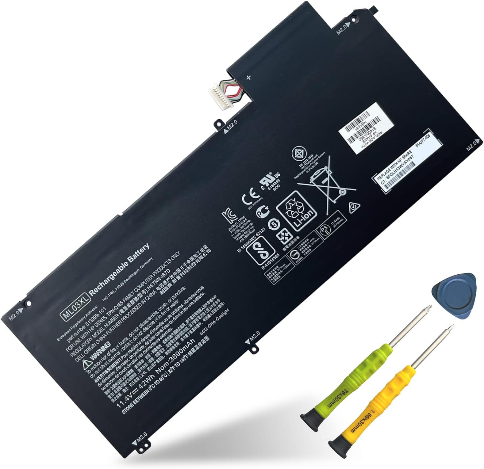 ASODIML03XL 813999-1C1 Laptop Battery Compatible with Hp Spectre X2 12-A000 Detachable 12 Spectre x2 12-A001DX 12-A006TU 12-A019TU Series ML03042XL HSTNN-IB7D 814060-850 814277-005