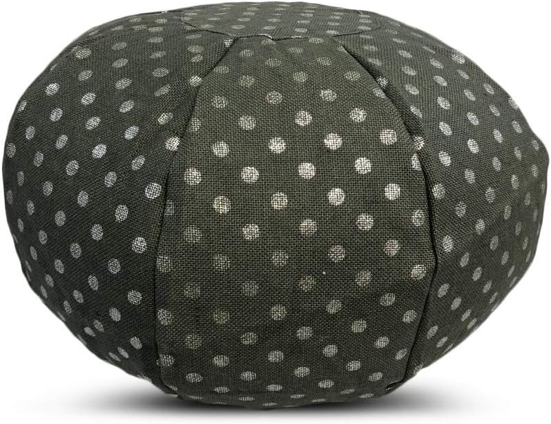 Heritage Kids Burlap Round Bean Bag Chair, Polka Dot Black
