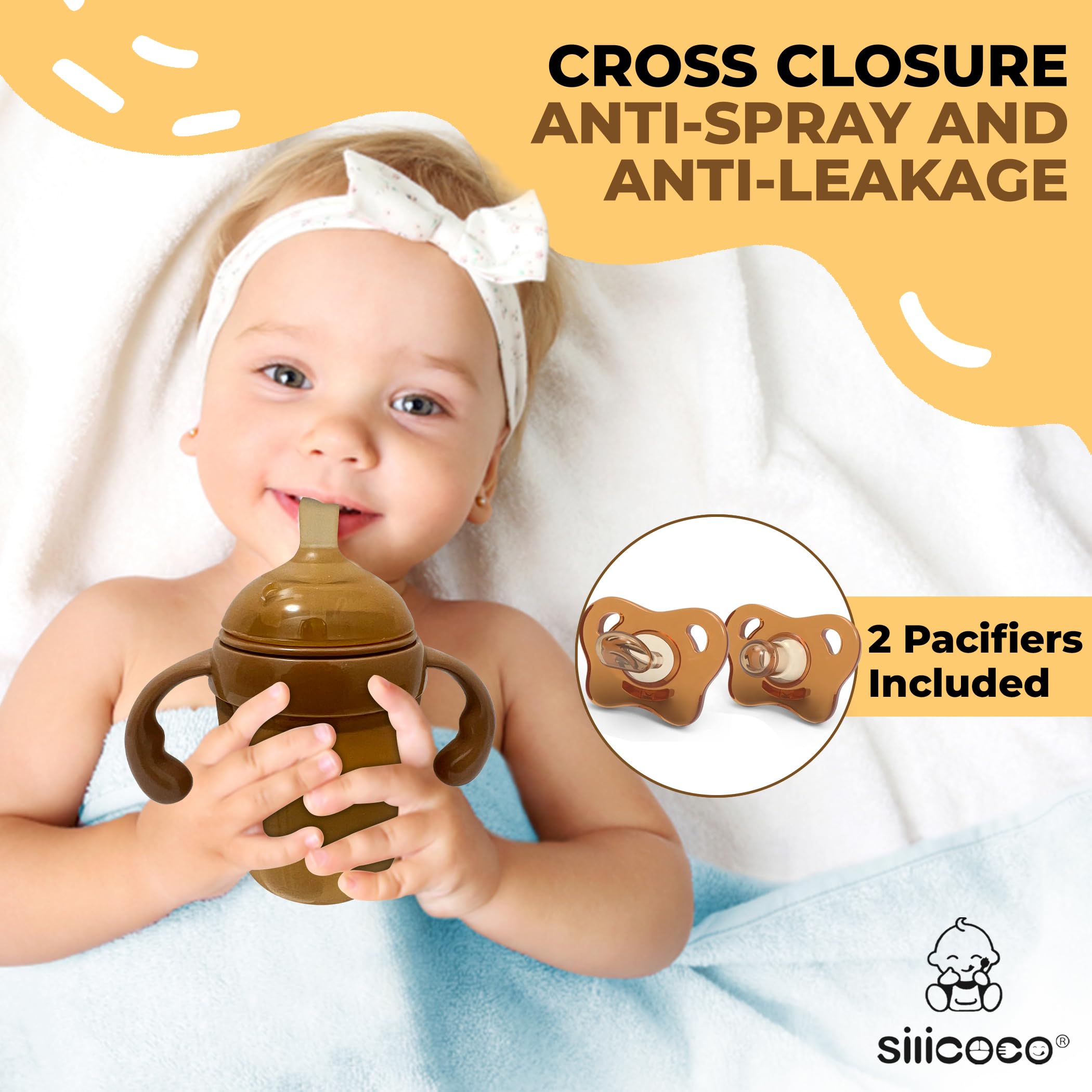 Generic Silicone Baby Bottles 2 Pack with Pacifiers - Eco-Friendly Infant Feeding Set for Newborns to Toddlers - 5oz and 8oz Bottles - Ultra-Soft Silicone Nipples - Leak-Proof Design product thumbnail 4