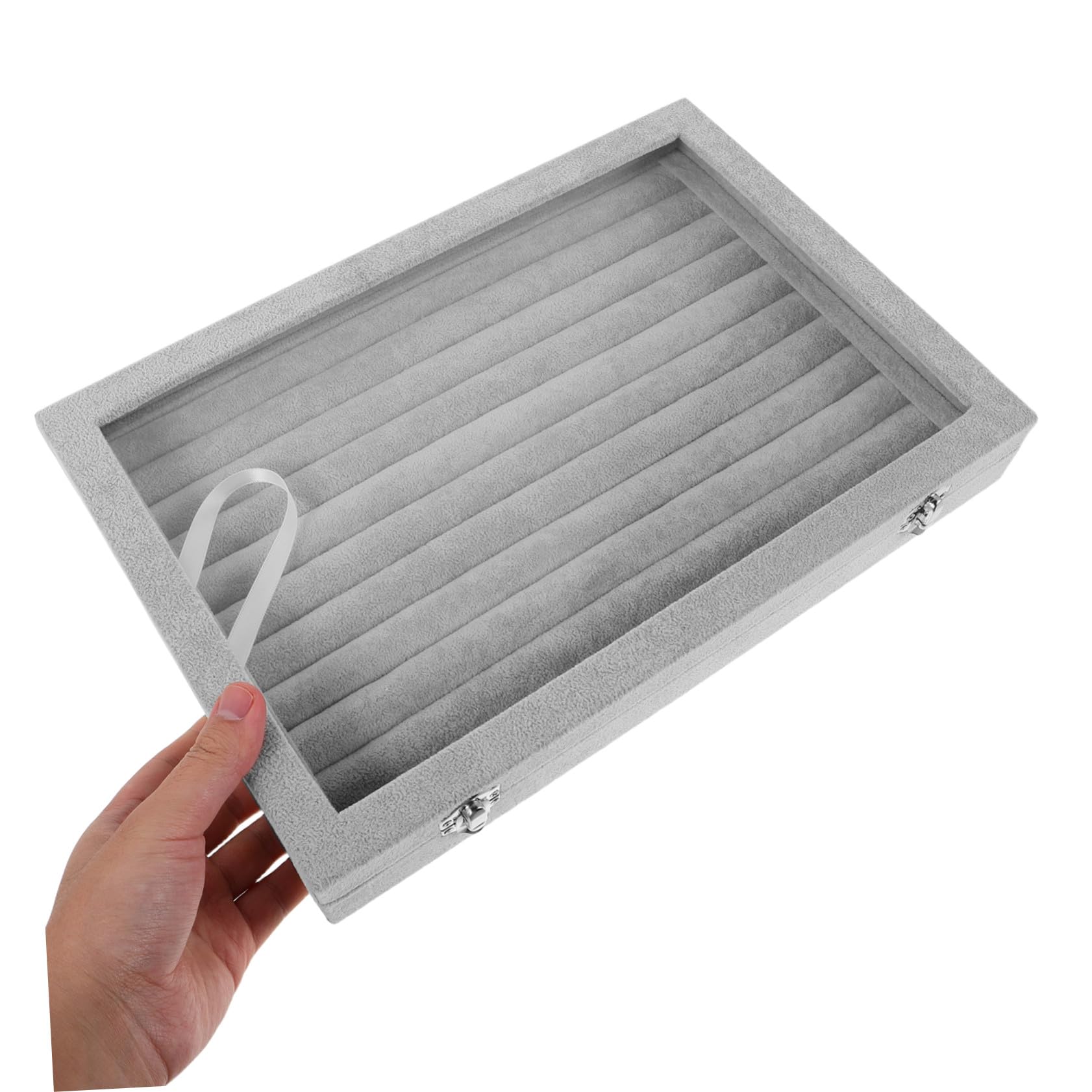 FRCOLOR Caja de Almacenamiento de Joyas para Pendientes Organizador de Anillos para Joyas con Tapa de Soporte de Exhibición de Anillos para Casa
