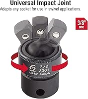 Vista 2 de Sunex 3301 CR-MO junta universal para transmisor de impacto, de 0.37 pulgadas, estándar, de 6 puntos