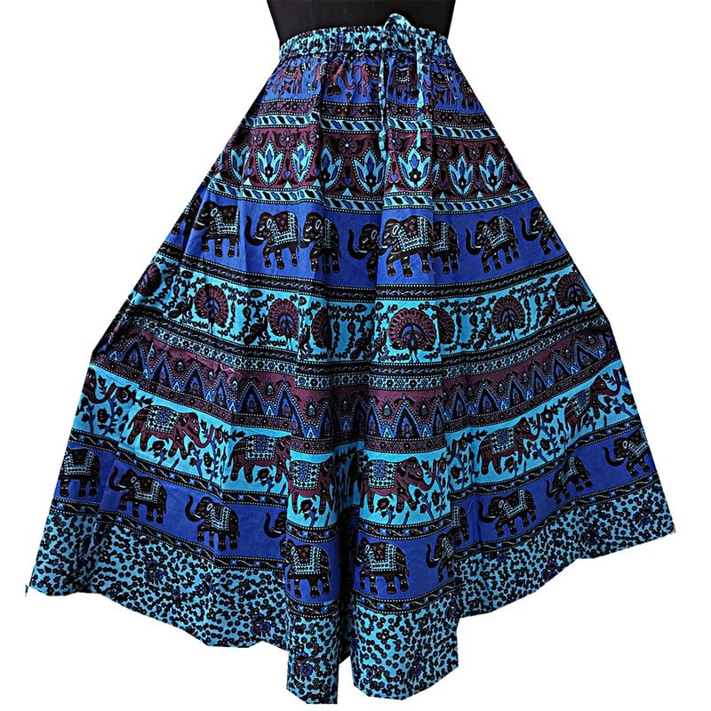 Veena Enterprises Women Printed Casual Wear Multicolor Cotton Elasticed Full Flared Skirt_SKIRT-11-image-24