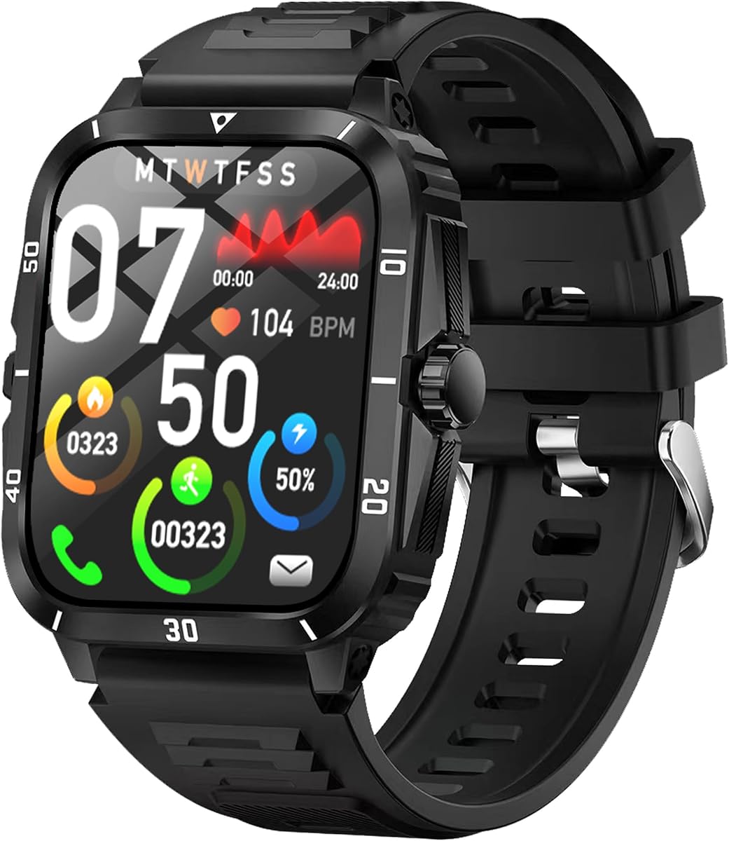 2026 Reloj Inteligente para iPhone/Android Pantalla táctil de 2.01" Bluetooth Responder Llamada Rastreador de Ejercicios Control de música/cámara Batería Grande Reloj Inteligente Deportivo Notificaciones Podómetro para Hombres Mujeres