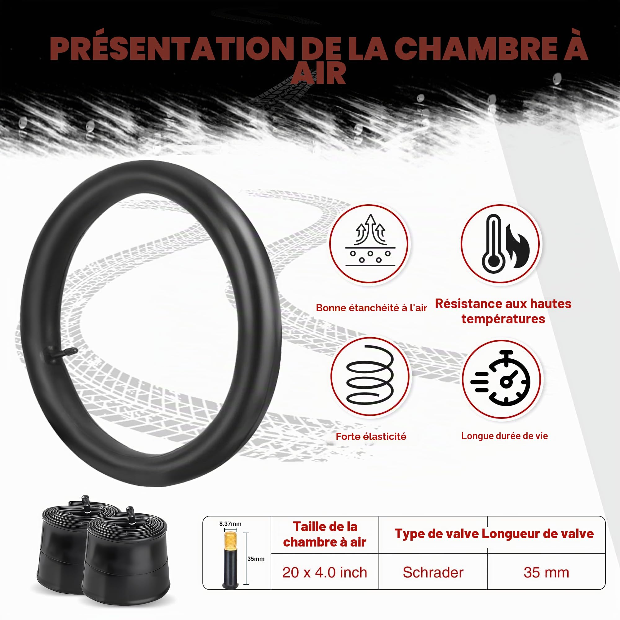 ZUKKA Pneus de VTT Fat Bike 20/26 x 4,0" - 20/26" - Robuste - Rainures profondes - Pliable - Remplacement tout terrain