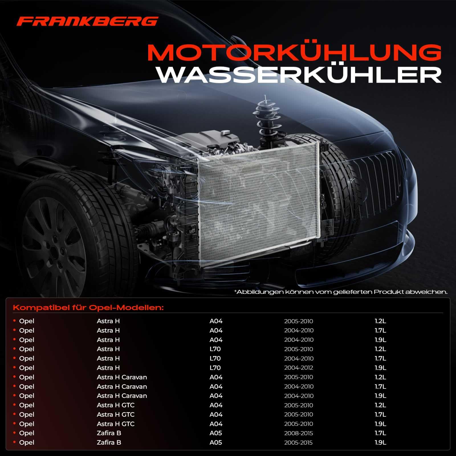 Frankberg Motorkühler Wasserkühler Schaltgetriebe Kompatibel mit Astra H A04 1.2L 2005-2010 Astra H Caravan L35 1.2L-1.9L 2004-2010 Zafira B Kasten/MPV A05 1.7L 1.9L 2005-2015 Replace# 1300269