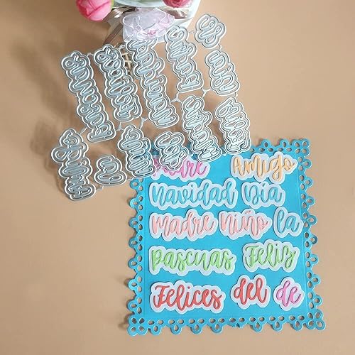 12 frases en español troqueles de corte de papel de metal plantillas para bricolaje álbum de recortesálbum de fotos decorativo en relieve DIY