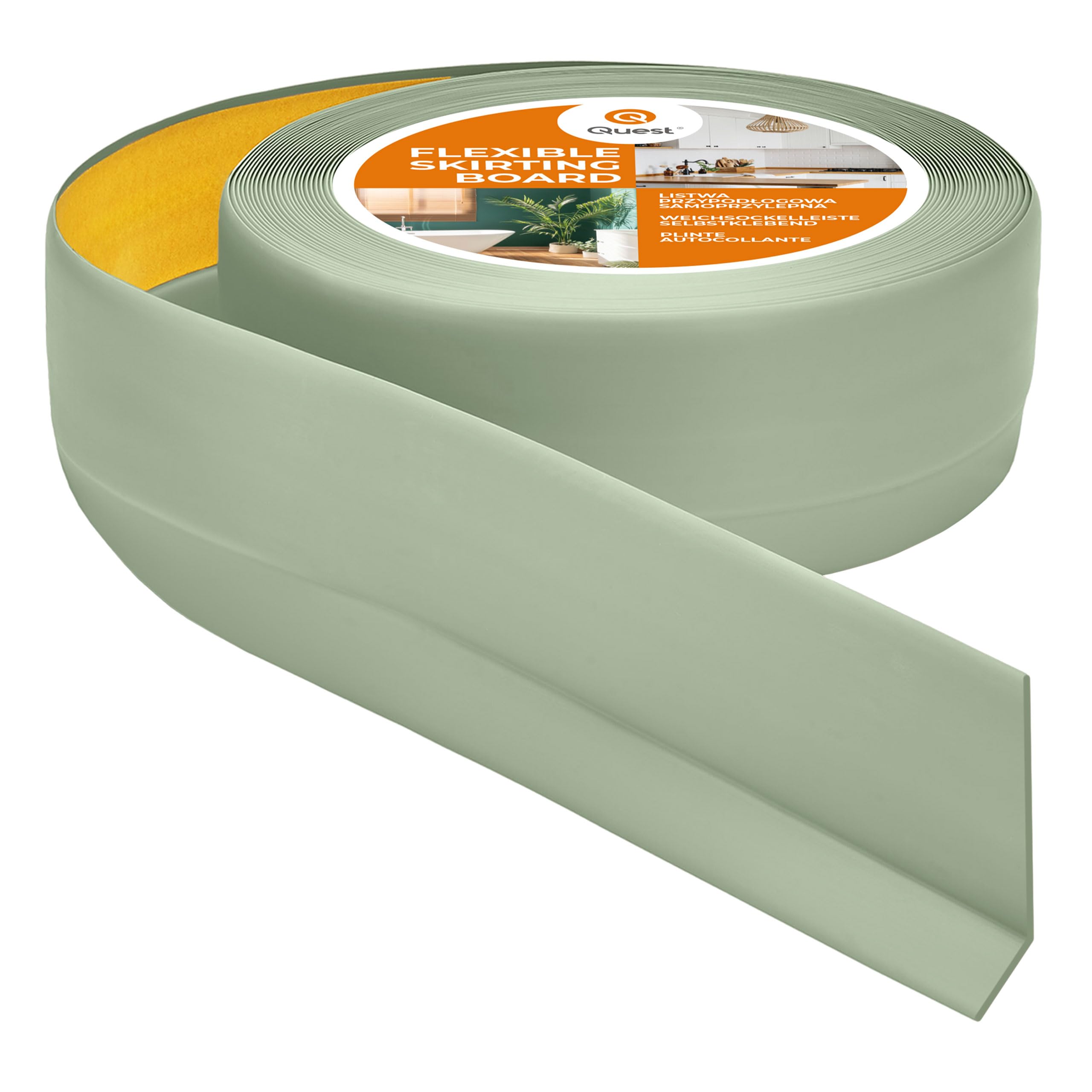 Quest Skirting Board PVC 50 x 20 mm Self-Adhesive - Light Green, 20 m