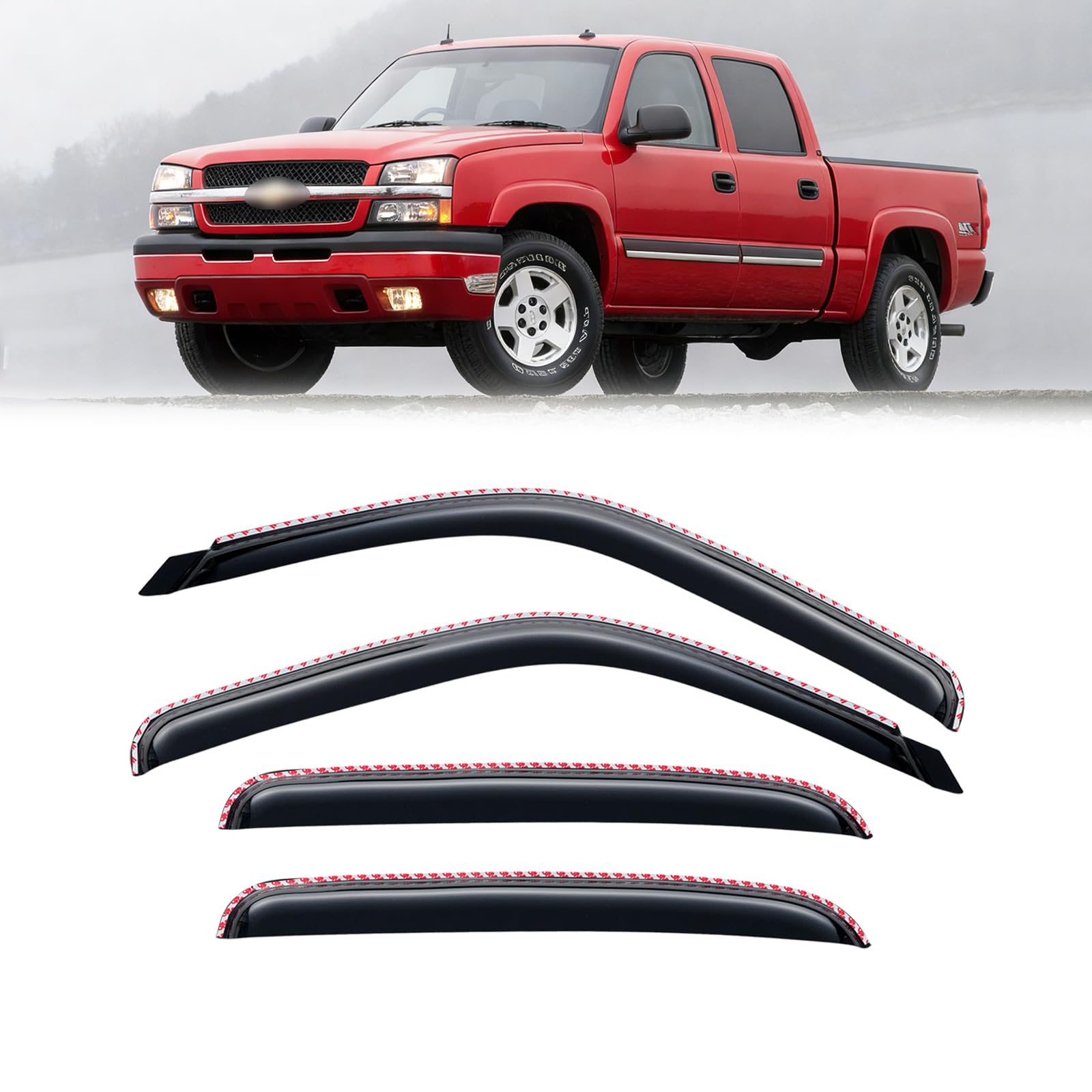 in-Channel Rain Guards for 2001-2007 Chevy Silverado & GMC Sierra 1500/2500/ 3500 Crew Cab, Window Visors Vent Deflector Shade Smoke for 02-06 Chevy Suburban/GMC Yukon XL/Escalade EXT/Avalanche — view 8