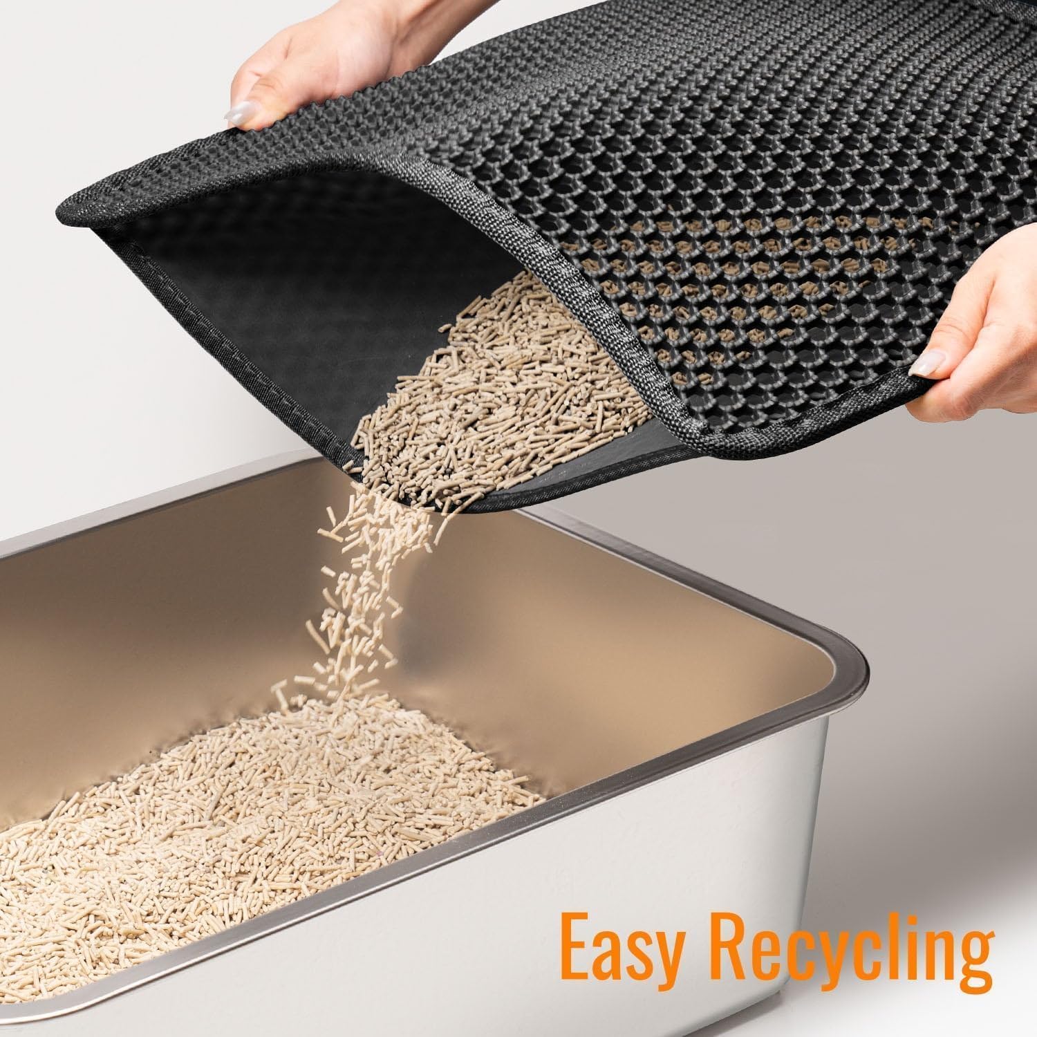 Cat Litter Mat Litter Box Mat for Kitty, EVA Honeycomb Double Layer Design, Urine & Waterproof Scatter Control, Less Waste, Easier To Clean,Non Slip (Grey 75 x 60cm) 4