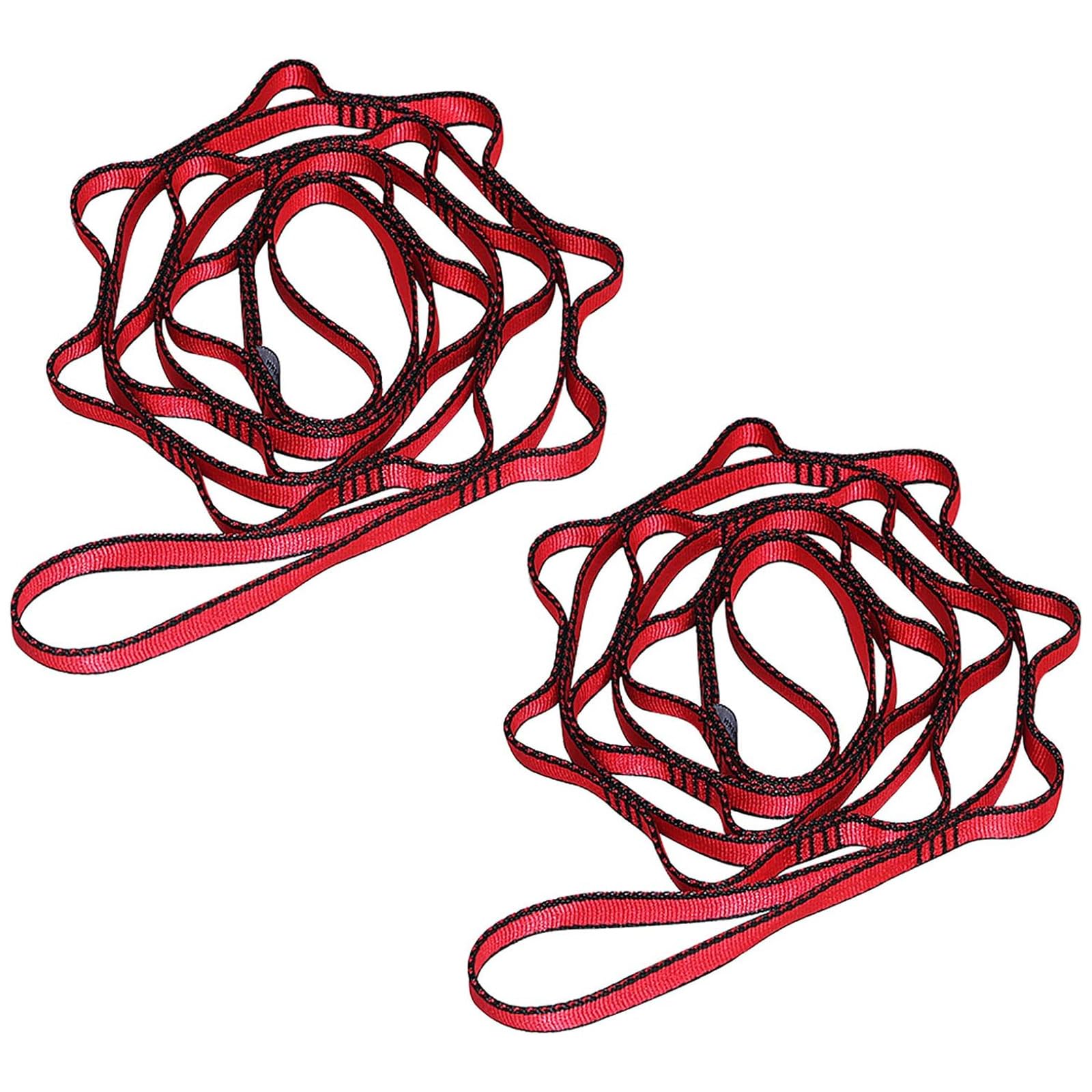 KIKIGOAL 2pcs Daisy Chains Forte D’escalade de Sangle Réglable Corde D’escalade Forte Daisy Chains Nylon Multi-fonction Yoga Strap 2 Article Daisy de Corde (Rouge, 180cm)