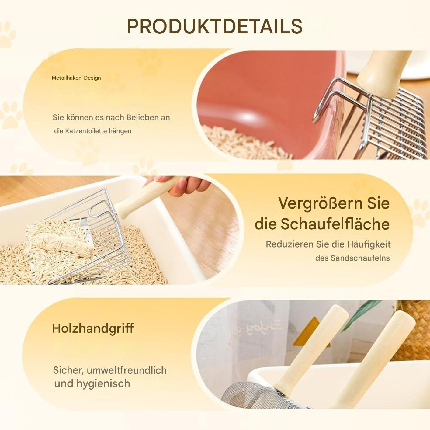 Katzenstreu-Schaufel, Netzschaufel, bequemer Griff, Schaufel aus Edelstahl for Mehrkatzenhaushalte, Stall for Kleintiere(A)