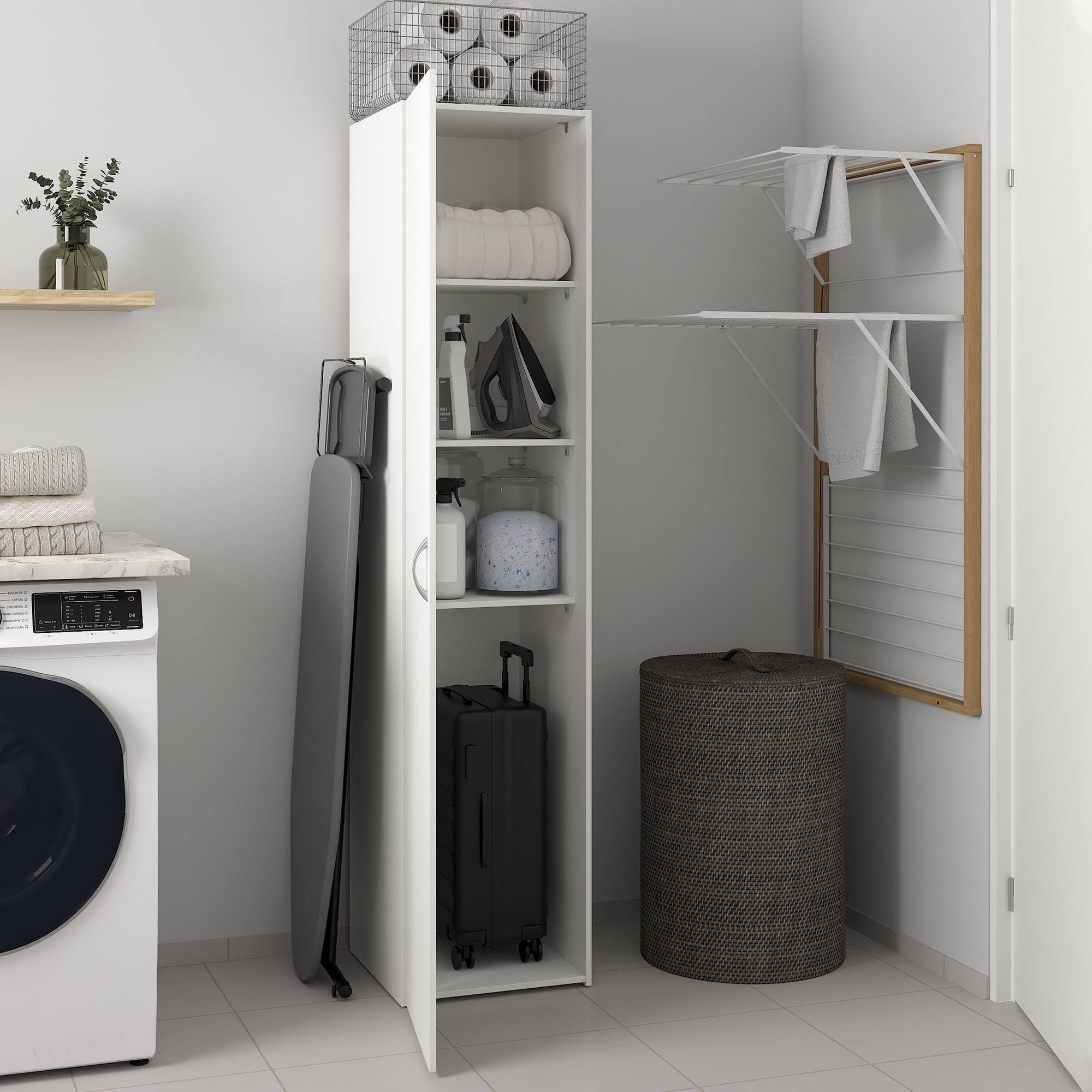 Armario Dormitorio Duero White con 1 Puerta en Color Blanco 40 x 42 x 176 cm