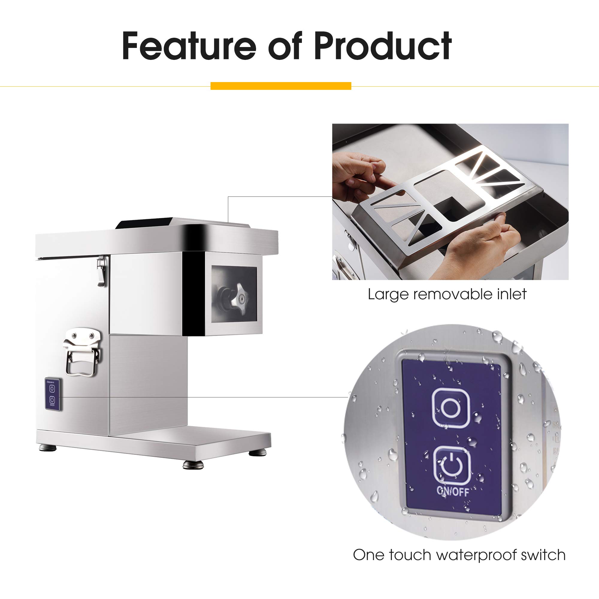 DFEDHF Commercial Meat Cutter Machine,1500W Electric Meat Cutting Slicer,550Lb/H Meat Shredding Machine,Electric Meat Grinder Machine,Stainless Steel Food Cutter(2.5mm)