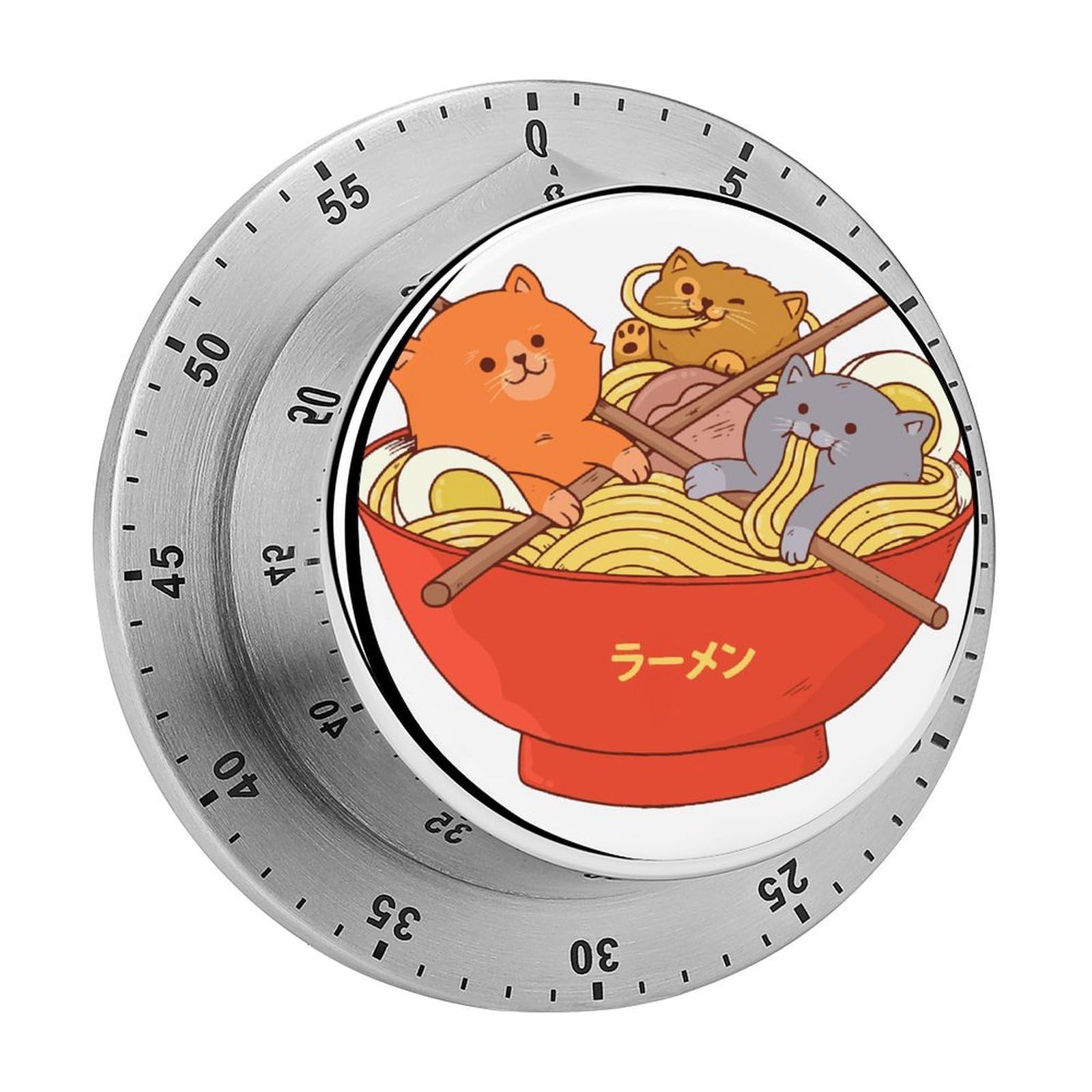 Kawaii Cat Japanese Ramen Noodles Mechanical Rotary Timer, Used for Daily Timing