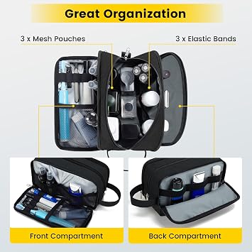 Vorspack Travel Toiletry Bag - Toiletry Bag for Men Water Resistant Skincare Bag for Bathroom Toiletries Accessories Gifts - Black