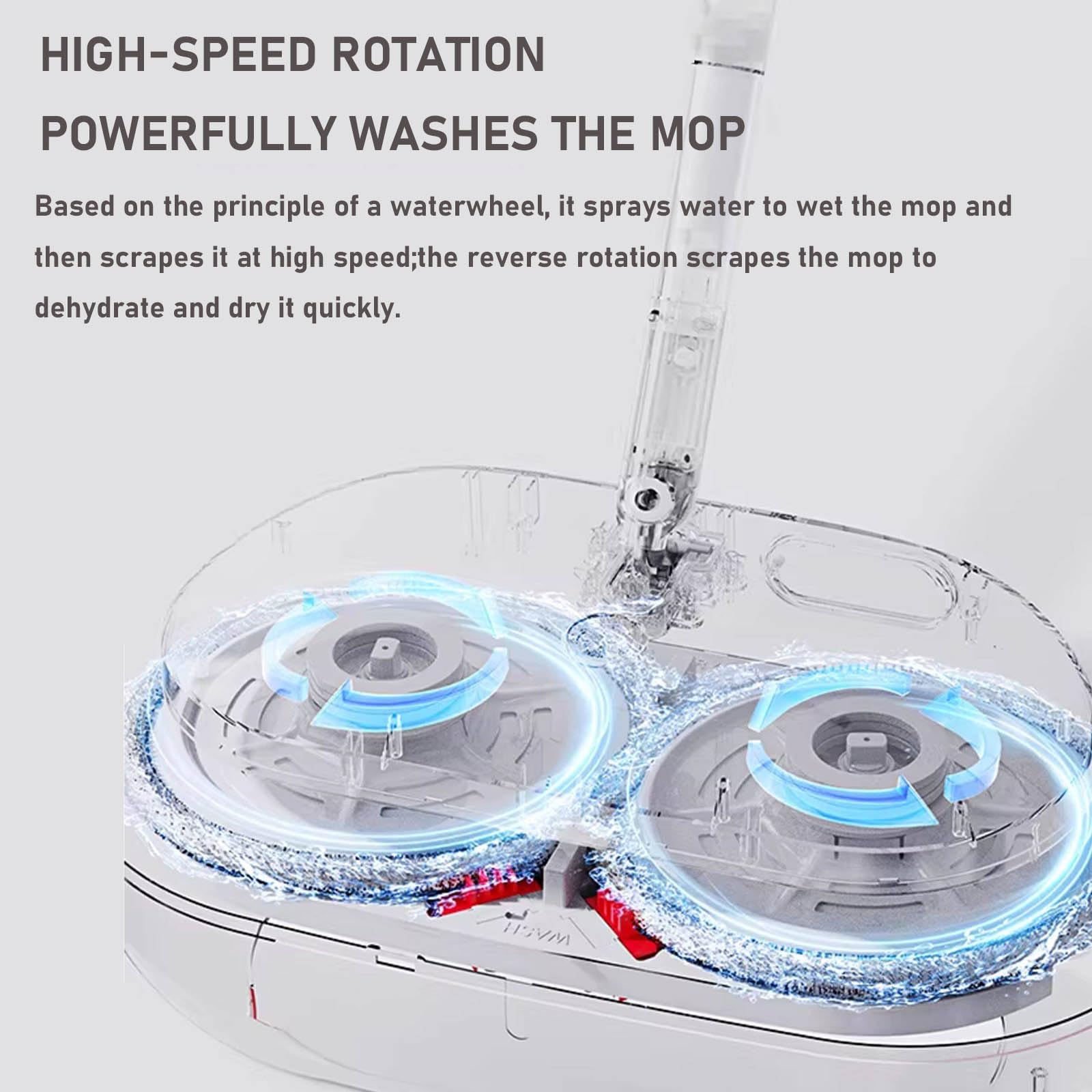 Mopa giratoria eléctrica con pulverizador de agua, fregona autolimpiable recargable portátil, tanque de 290 ml, 4 almohadillas para suelos de madera, mármol y azulejos