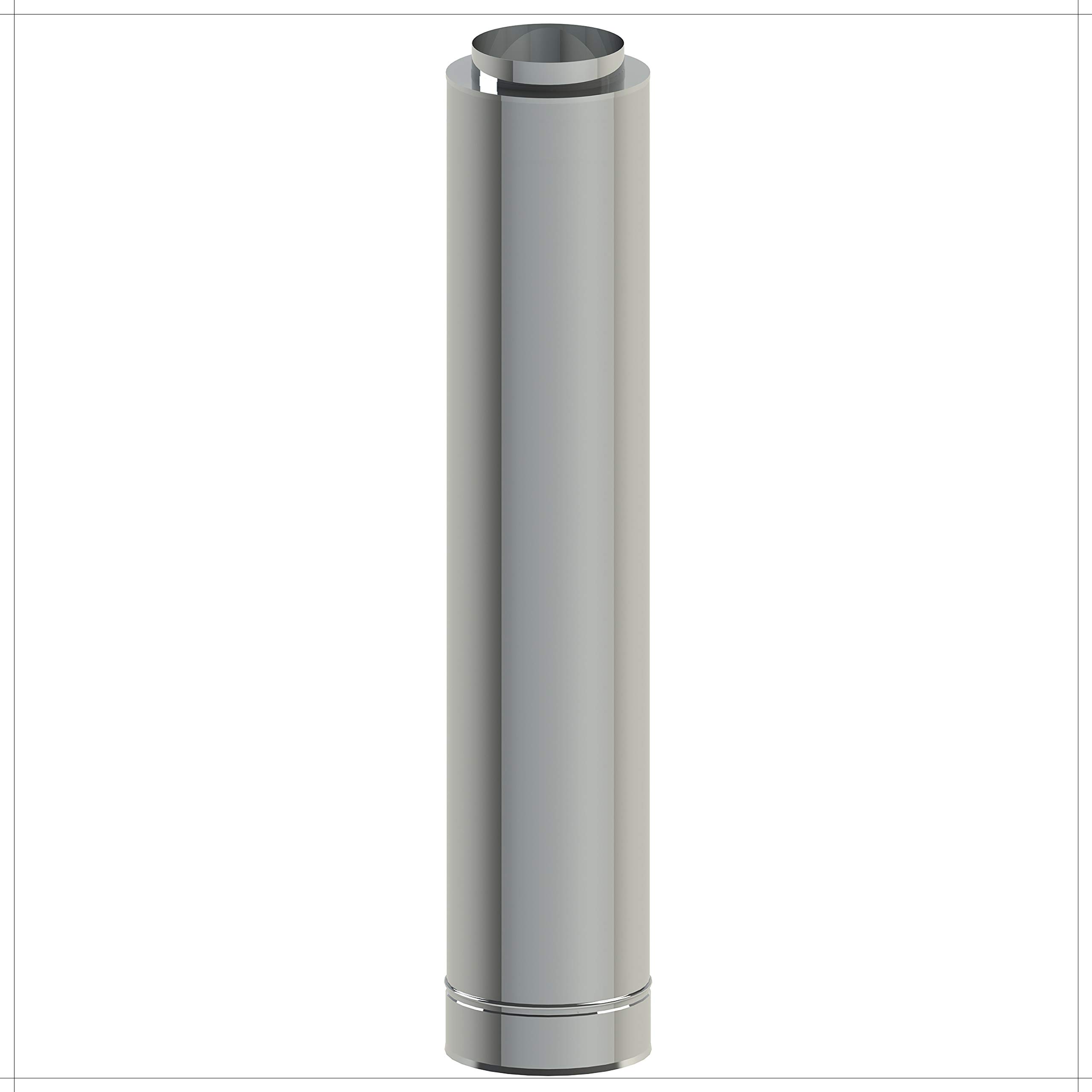 Kamin-Verlängerung 180mm 1m Länge NewLine Erhöhung Schornstein-Aufsatz Edelstahl 25mm Isolierung 0,5mm Materialstärke Erweiterung für gemauerten Schornstein Zugverbesserung
