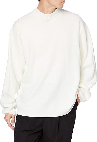 Amazon ウィゴー モックネックbig ニット セーター メンズ M ホワイト セーター 通販