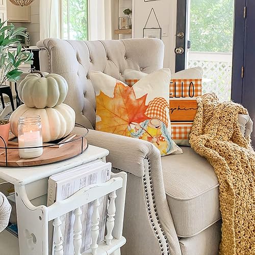 Miniatura 2 de All Smiles Juego de 4 fundas de almohada de otoño de 16 x 16 pulgadas, para exteriores, Acción de Gracias, decoración del hogar para patio, sofá,