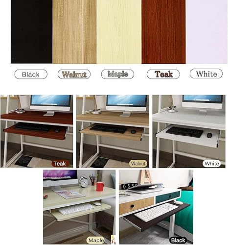 Miniatura 3 de IBOWZ Bandeja de cajón para teclado con rieles deslizantes negros de 14 pulgadas, estante extraíble para teclado para oficina en casa, cajón de