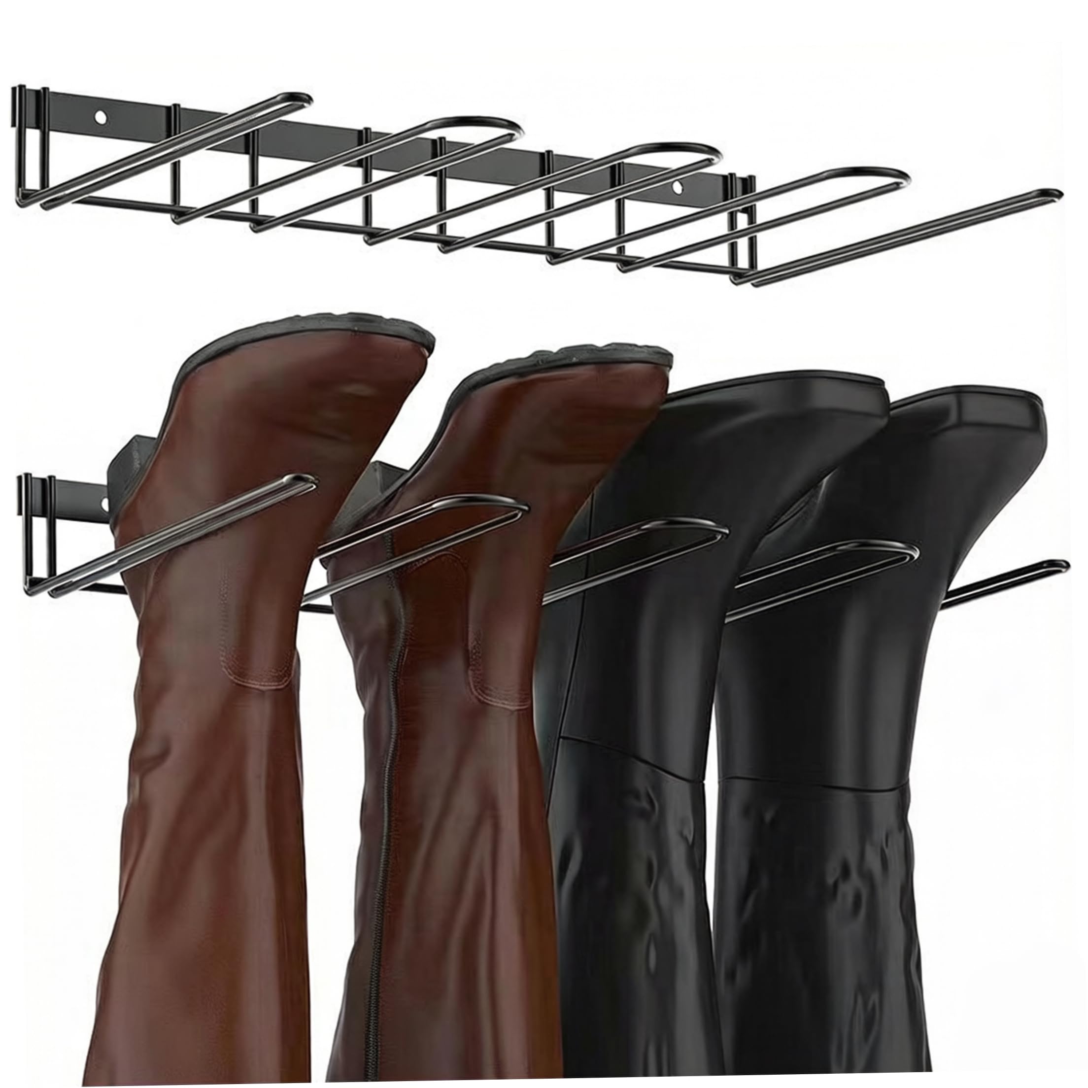 Neptuiby Cowboy Boot Rack, 2PCS Wall-mounted Boot Rack Organizer Tall Boots, Space-Saving Metal Shoe Hanger, Black, 15.75x9.84inch