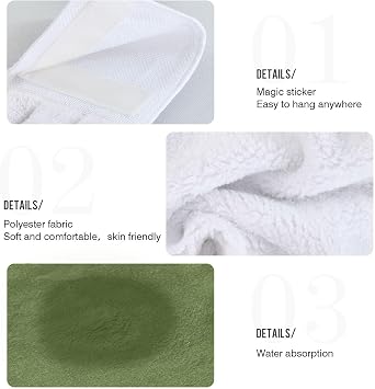 Green Solid Color Hanging Kitchen Towels Set of 2 Soft Absorbent Hand Towels with Hanging Loop for Home Kitchen Bathroom 14 x 18.2 Inch