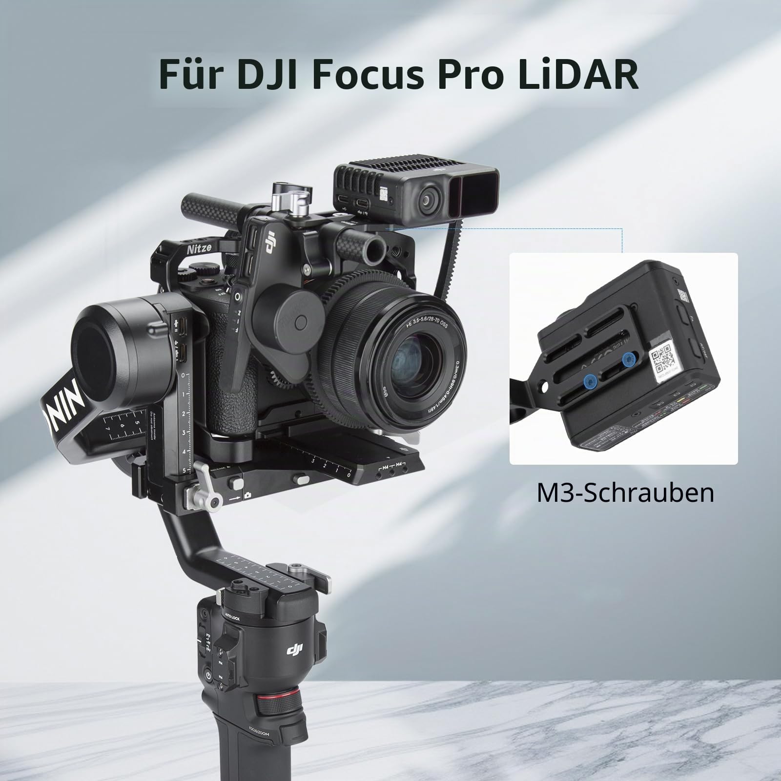 Nitze 15mm Rod Clamp Adapter, 15-mm-Stangenklemmadapter mit Montageplatte für Monitor, Wireless Transmitter/Receiver and DJI Focus Pro LiDAR – N10D