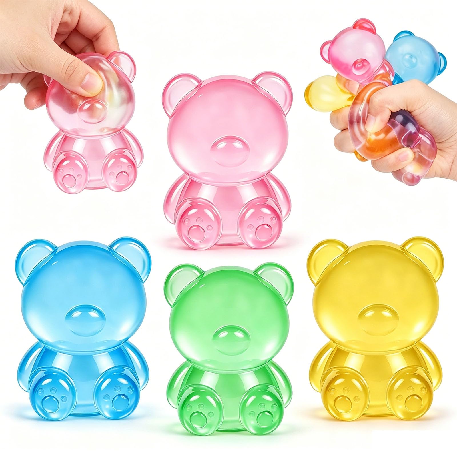 4Pcs Doh Gummy Bear Squishy Toys, Squishy Bear Stress Relief Fidget Toys, Slow Rising Sensory Squeeze Toys for Autism ADHD Anxiety Relief, Party Favors for Kids and Adults (B) — image 1
