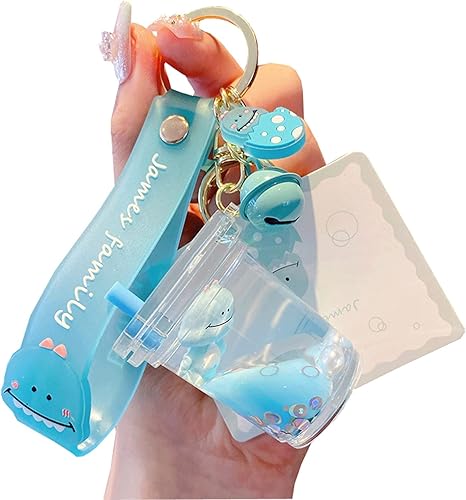 Rertnocnf Lindo llavero de animal líquido flotante Kawaii llaveros mochila colgante colgante pulsera llavero llavero para niñas mujeres