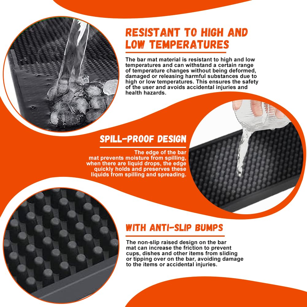 Tappetino Per Bar In PVC - 60x8 Cm, Antiscivolo, Scolapiatti, Per Bancone Nero - Foto 6