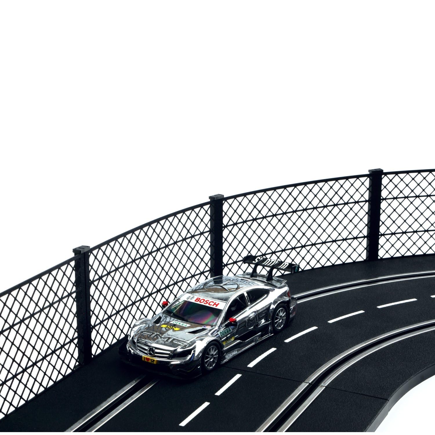 Overdrive-Racing Fangzaun System Schwarz 5m Kompatibel mit Carrera Digital 124 132 EVO Kurven Geraden Zaun Bande Slotcar