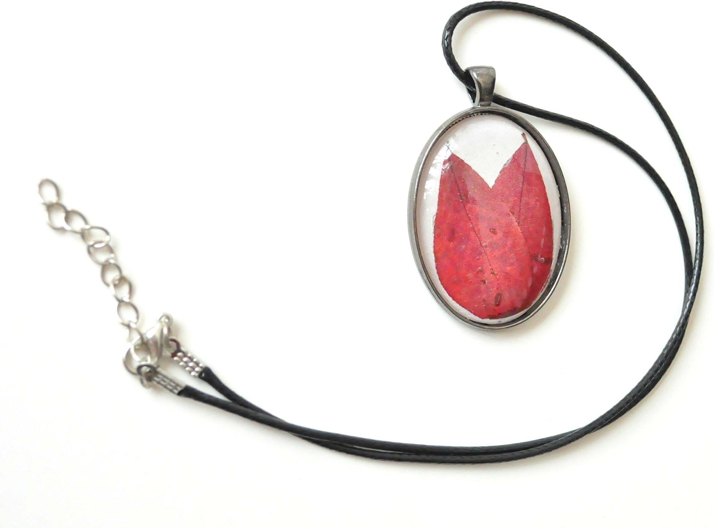 Red Burning Bush Leaf Necklace - Nature Pendant Necklace - Forest Pagan Witchy Viking