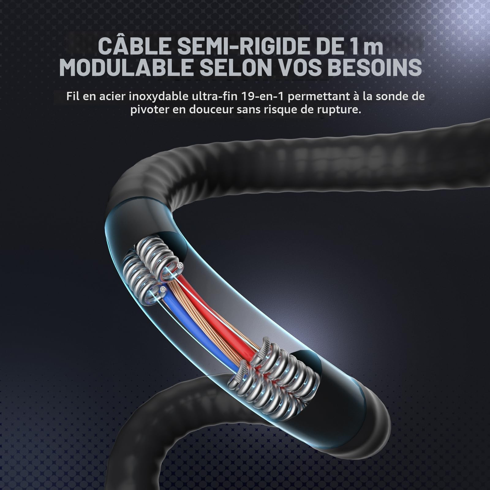 Ralcam Caméra Endoscope Industrielle 8,5 mm avec Écran 3,5" HD 1080P, Endoscope d’Inspection IP67 Étanche avec 8 LED, Câble Semi-Rigide 1M pour Tuyaux, Plomberie, Auto