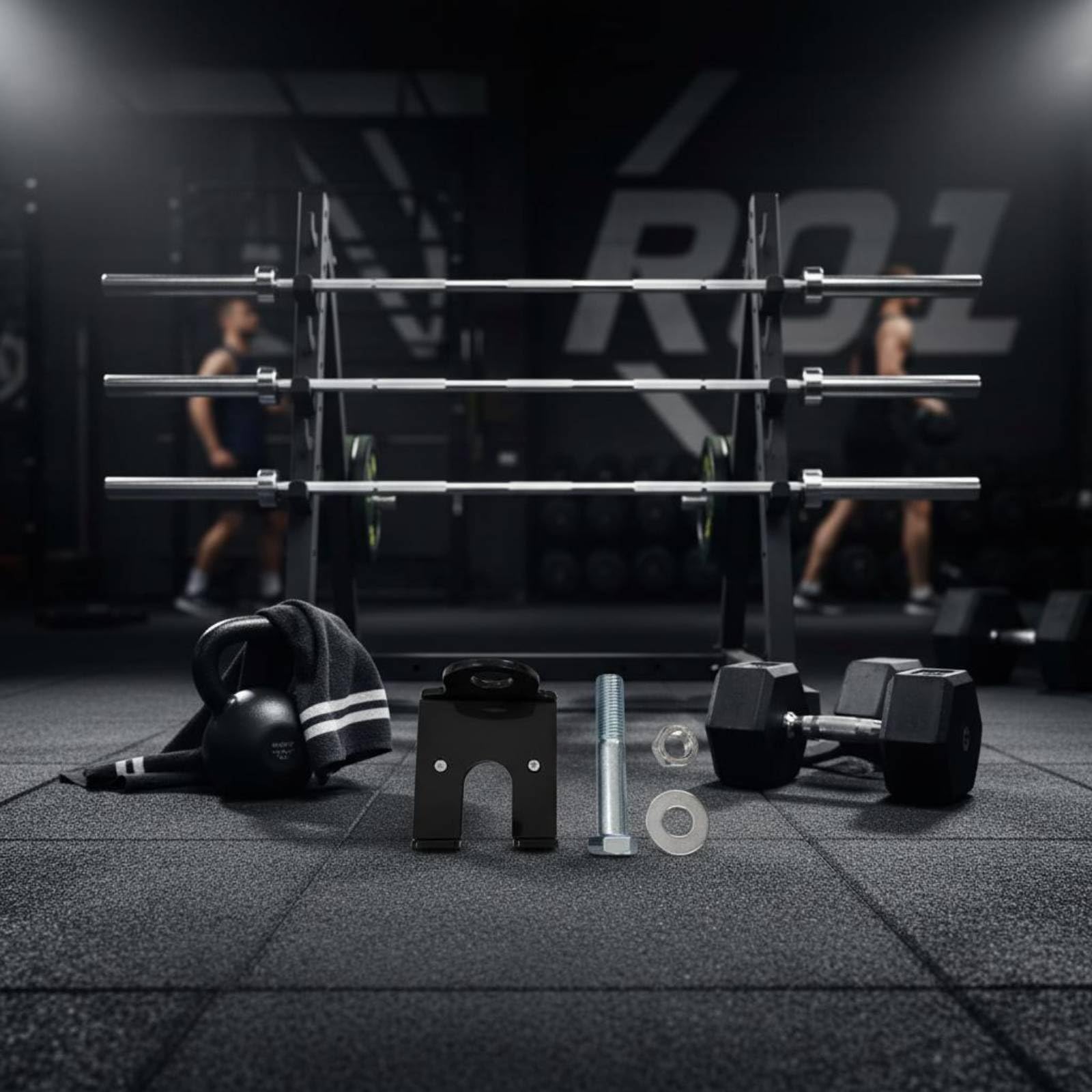 Soporte para Barra Olimpica Estante Colgante de Pared Porta Barra Rack Vertical Acero al Carbono con Nylon Protección Adecuado para