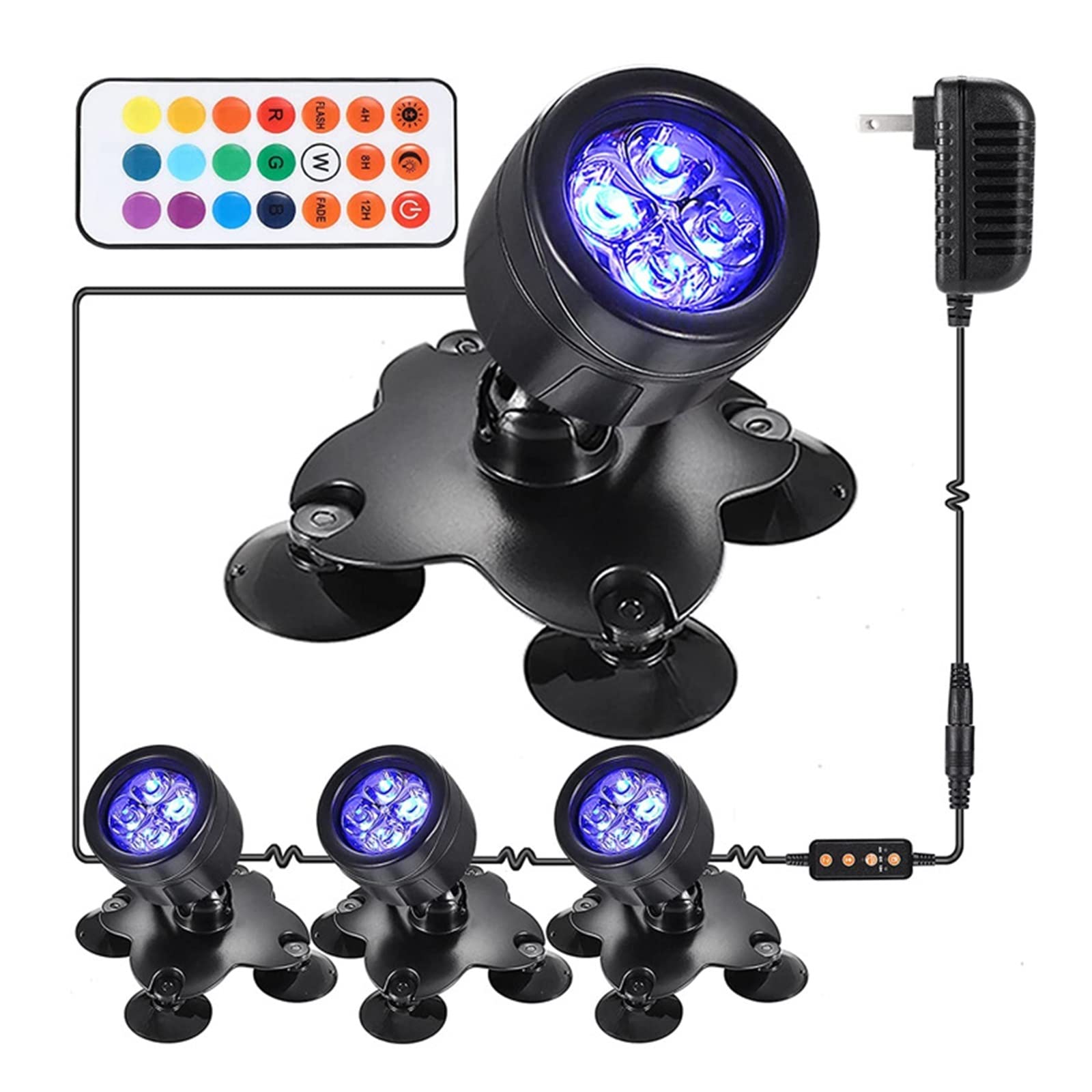 RGB piscina luces sumergible estanque IP68 impermeable bajo el agua acuario focos 36 LED jardín paisaje césped luz Bajo Consumo De EnergíA(6pcs)