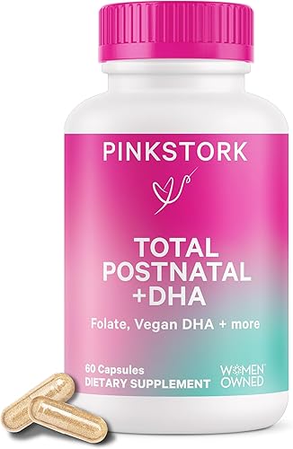 Pink Stork - Postnatal total DHA Vitaminas de apoyo para el posparto y lactancia nutrientes para la mamá y el bebé vitaminas prenatales para después