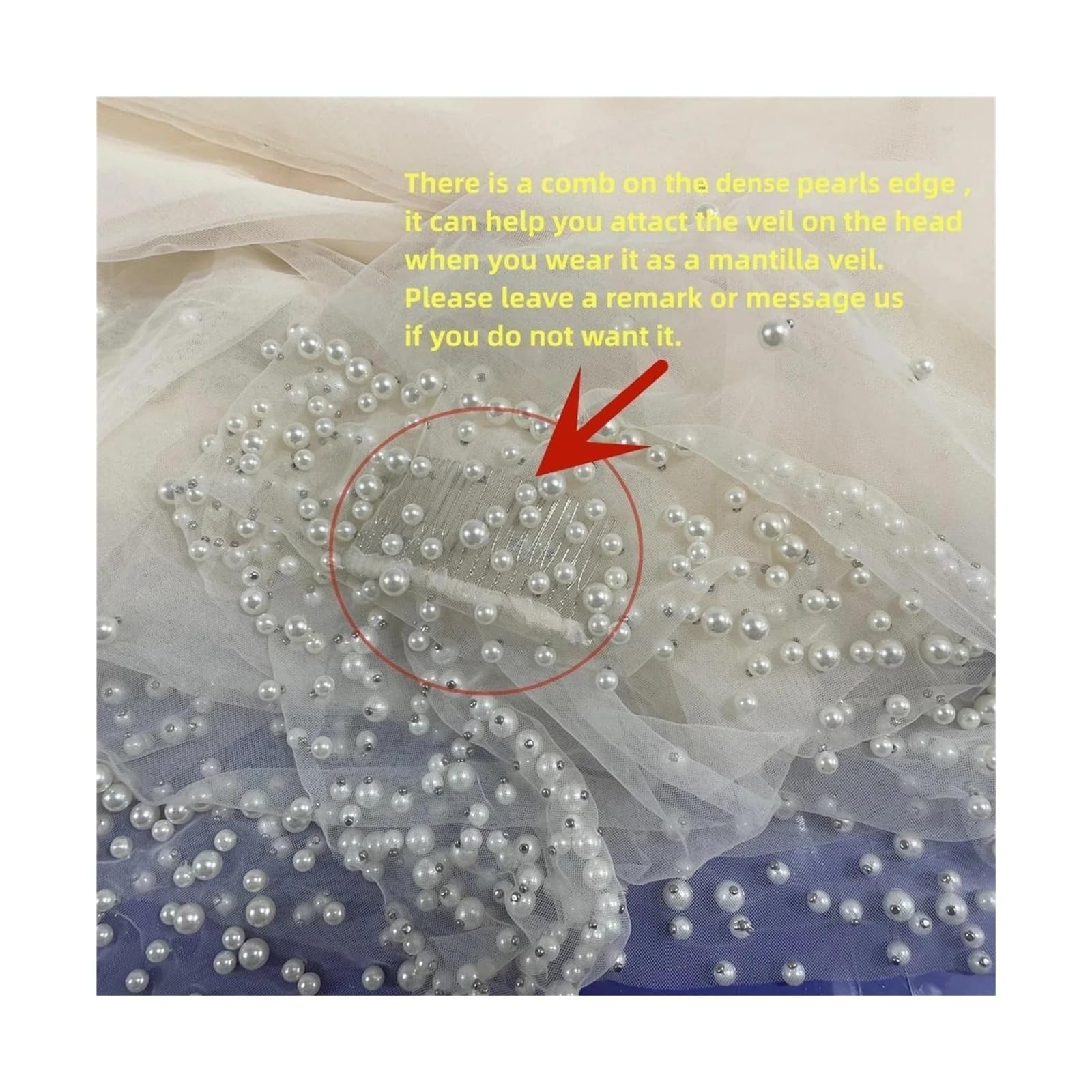 Velos de novia 300 cm 1 capa de perlas velo de novia catedral Mantilla tul detalles de cristal Multicolor(Ivory)