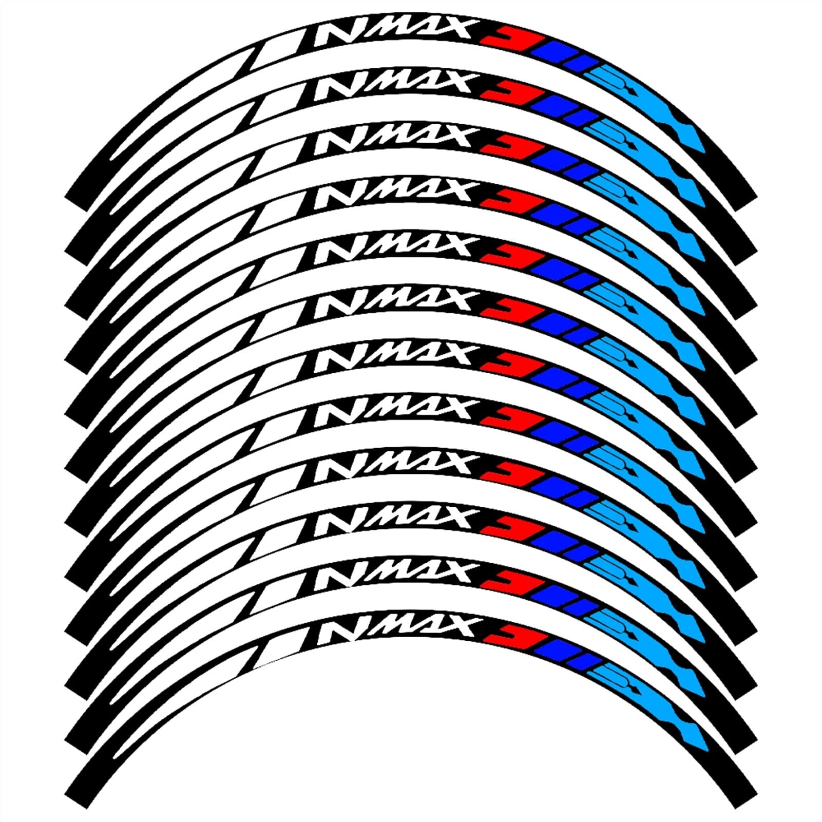 ZAPORA Trottinette Autocollant De Roue De Moto Pneu Logo Bandes Réfléchissantes Autocollants Jante Autocollant pour N Max NMAX 155 Nmax155 Autocollant Bord (Color : NMAX155 2016-2019 4)
