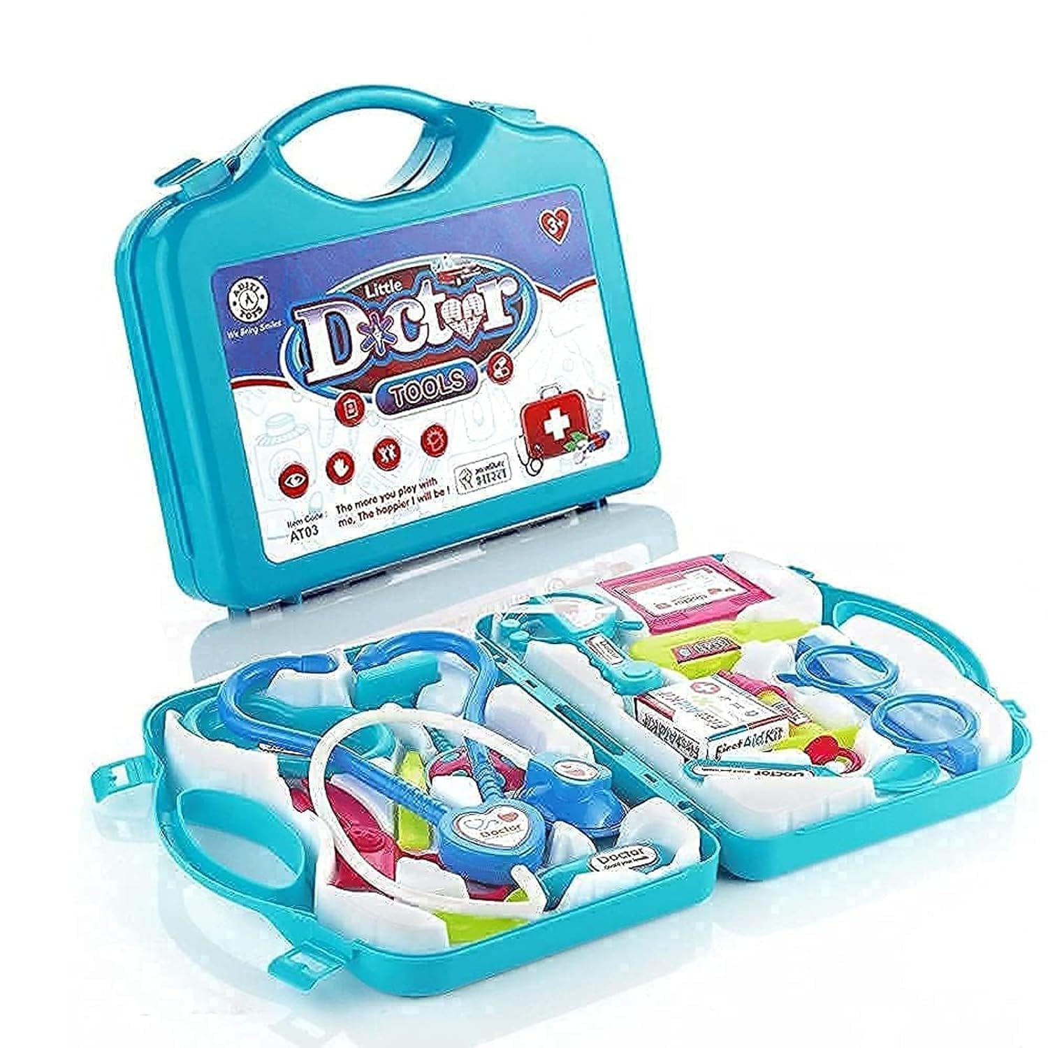 Electro Tech Presents Little Doctor Play Set with Foldable Suitcase and Complete Medical Accessories Toy Gift Kit for Both Kids Boys & Girls 1 Pack (Multicolor)