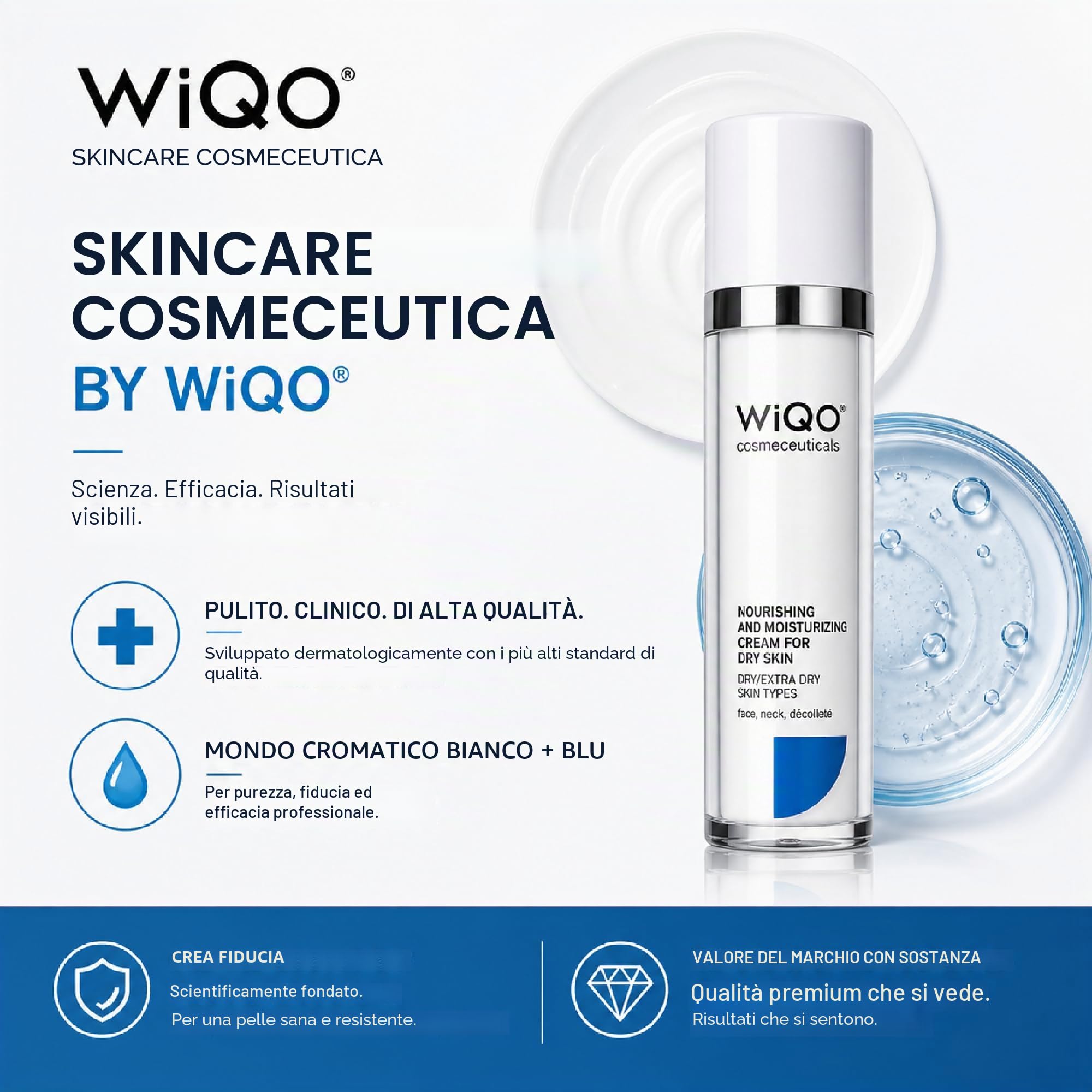 WiQo Crema idratante per il viso, 50 ml, crema idratante per pelle secca, PRX-T33, post-cura, riparazione, idratazione, viso, collo e décolleté