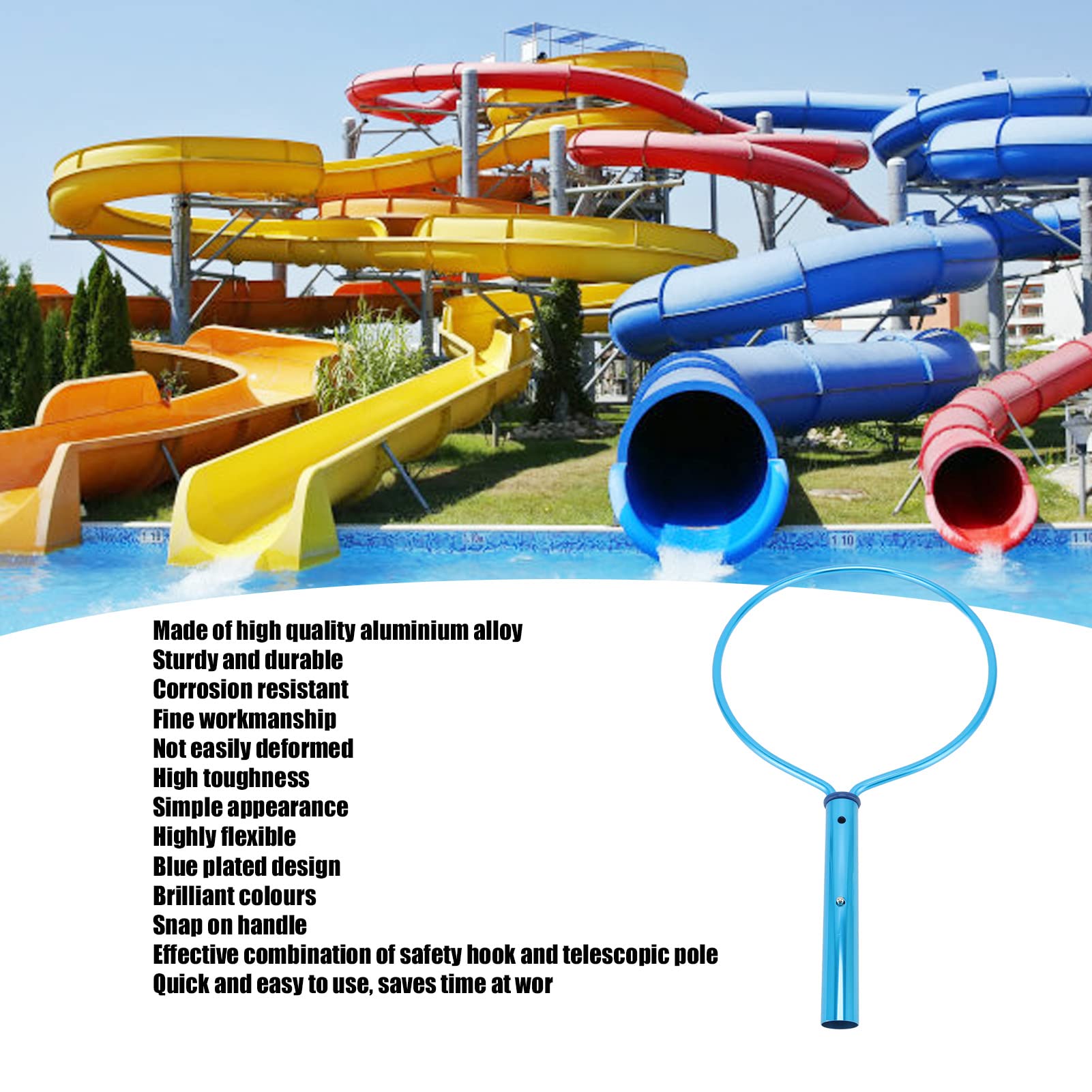Crochet de Sécurité pour Piscine, Crochet D'urgence Rond pour Piscine avec Poteau, Crochet de Sauvetage en Alliage D'aluminium pour Piscine, équipement de Sauvetage, Accessoires Spéciaux pour Crochet