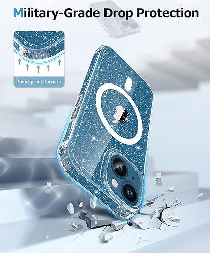 Miniatura 23 de MIODIK Funda compatible con iPhone 13, con protector de pantalla + protector de lente de cámara, funda protectora transparente con purpurina a Negro