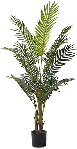 Palmera artificial de 5.2 pies de alto, diseño realista, planta sintética grande que no requiere mantenimiento, decoración perfecta para el hogar,