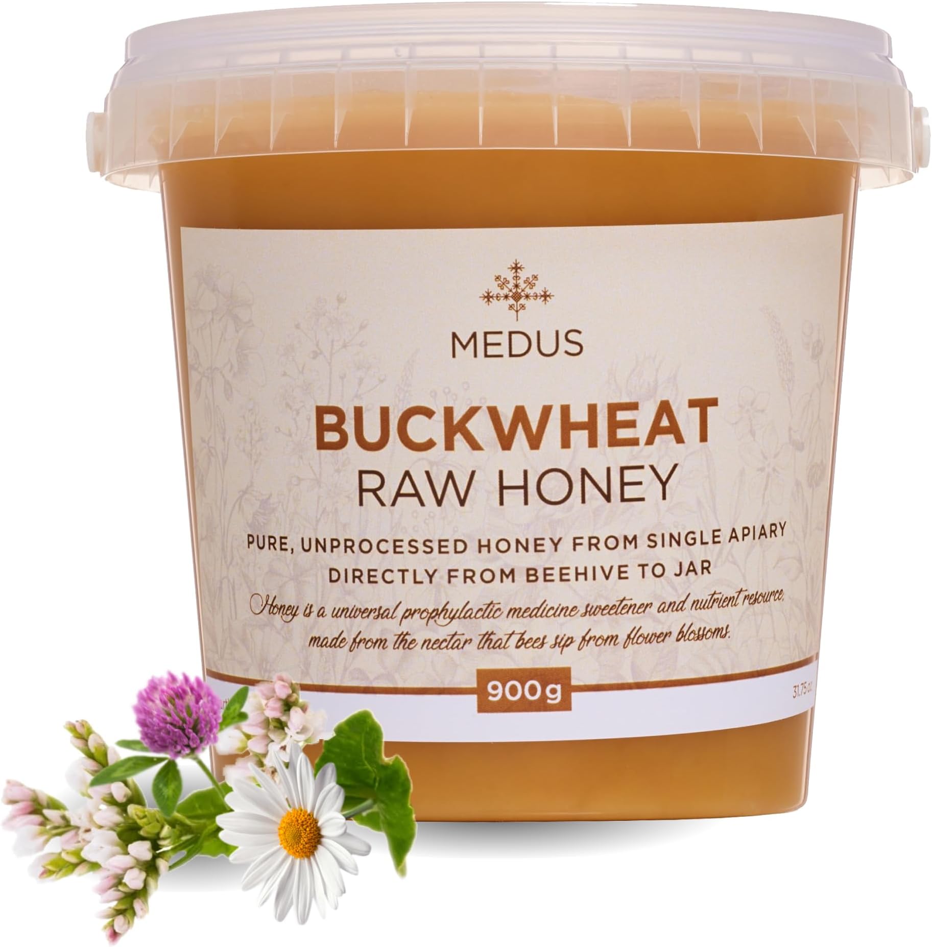 Earthbreath Earthbreath Buckwheat & Summer Blossom Raw Honey - 900g - Pure, Dark, Unheated, Unpasteurised and Unfiltered - Natural Sweetener for Cooking, Coffee, Juice, Drinks