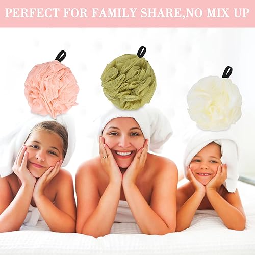 Miniatura 5 de Esponja de esponja de lufa para ducha, 4 paquetes de gel de baño, exfoliante, puf de lufa para uso en la ducha, accesorios de baño esenciales para