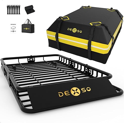 Miniatura 21 de Cesta universal para portaequipajes de techo de 51 x 36 pulgadas, capacidad de 200 libras, cesta de carga con 15 pies cúbicos