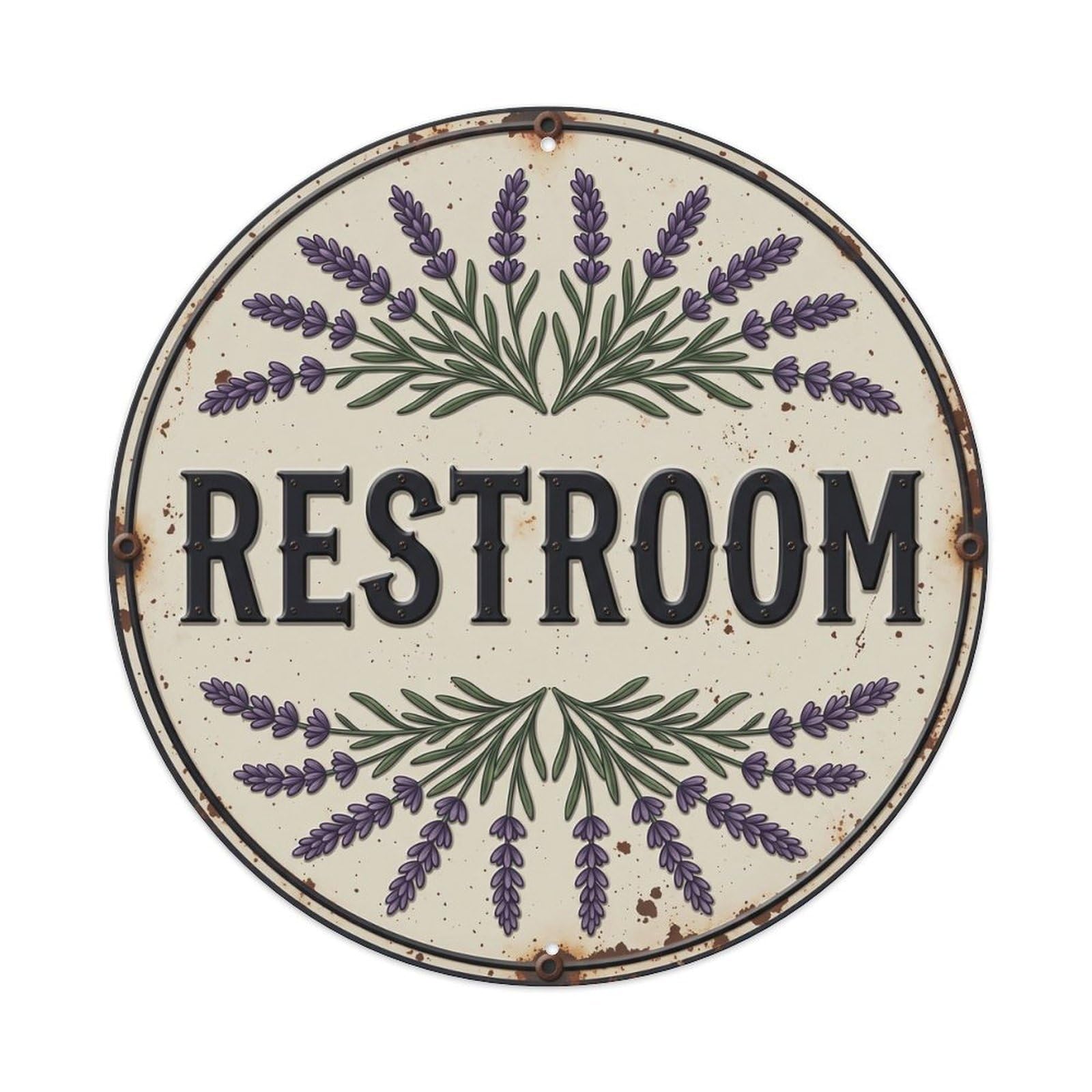 Okahys 8X8inch(20X20cm) Restroom Signage Lavender Vintage Metal Tin Sign